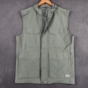 Eddie Bauer Trekker Vest Mens Medium Capers Green Utility Cotton Blend 0464 NEW